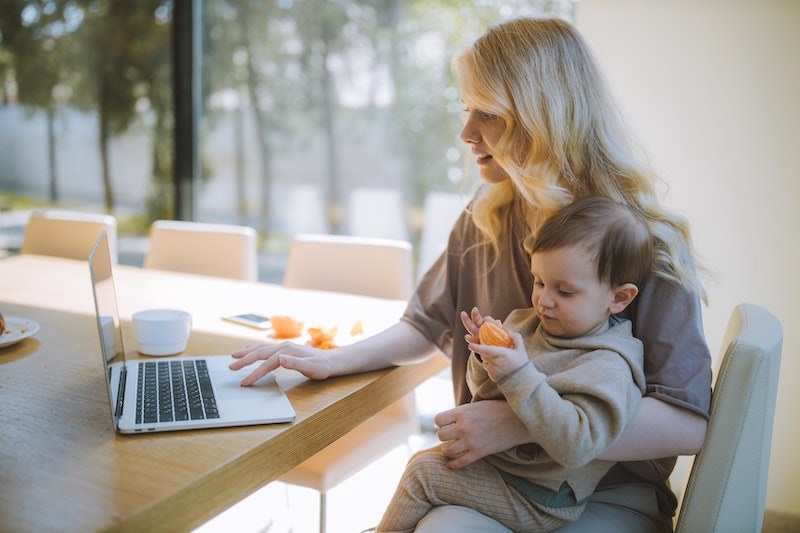 Working From Home With Baby Mom Computer