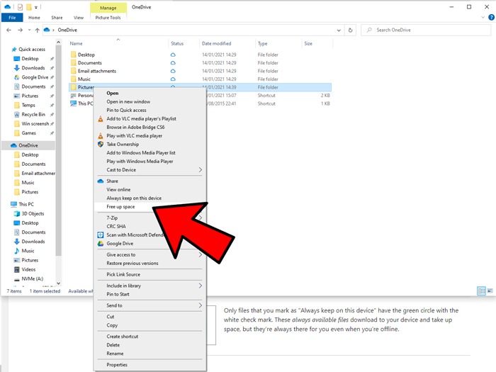 Set Up Onedrive Windows 10 Free Up Space