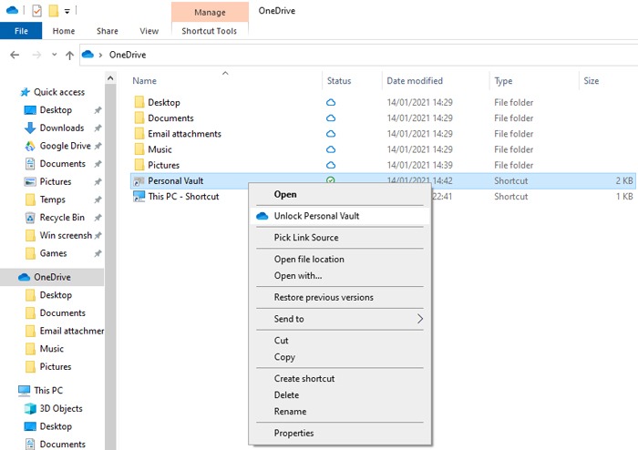 Set Up Onedrive Windows 10 Personal Vault