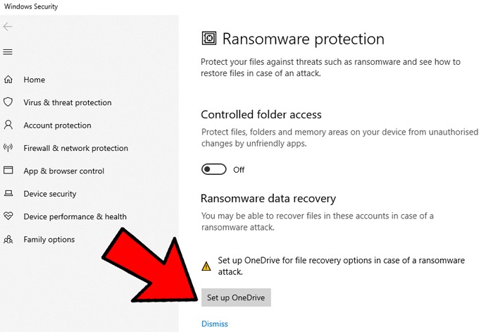Set Up Onedrive Windows 10 Ransomware Protection