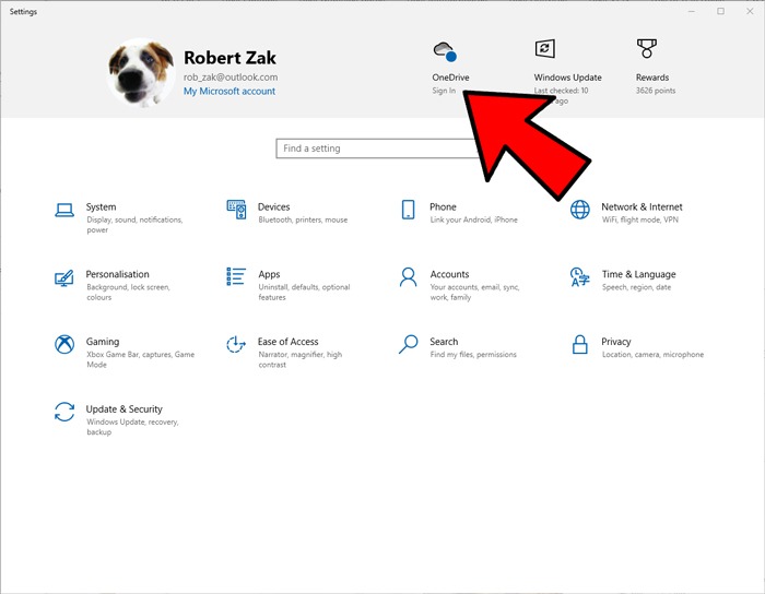 Set Up Onedrive Windows 10 Settings