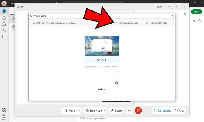 How To Share Screen On Webex Checkboxes