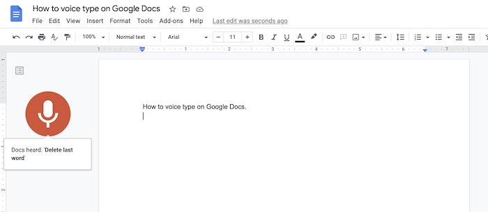 Voice Typing Google Docs Delete Last Word 