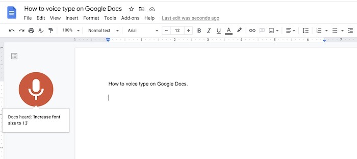 Voice Typing Google Docs Increase Font Size