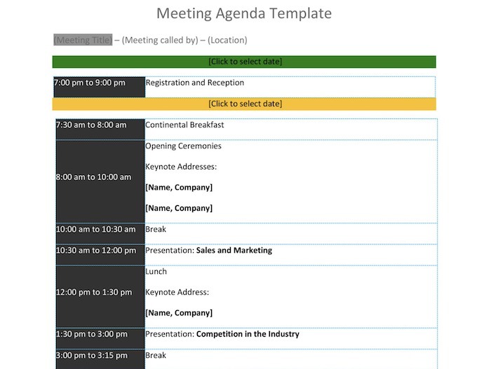 Neat Meeting Agenda Templates All Day