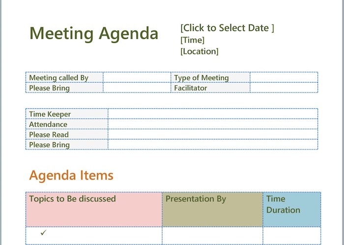 Neat Meeting Agenda Templates Colorful