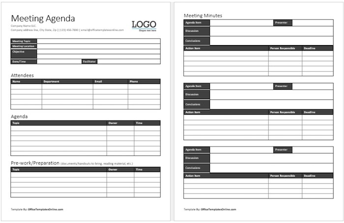 Neat Meeting Agenda Templates Company