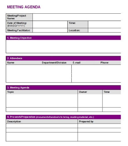 Neat Meeting Agenda Templates Project