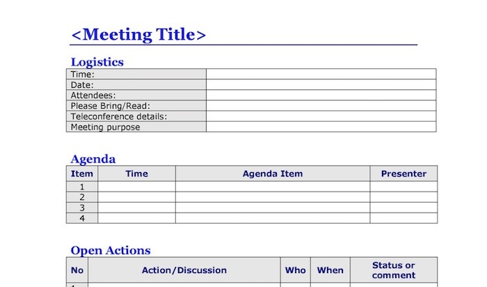Neat Meeting Agenda Templates Teleconference